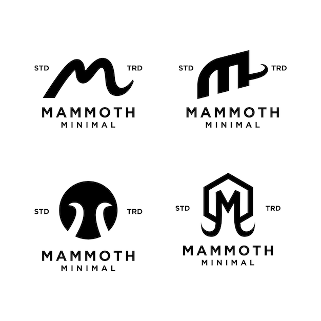 Diseño del logotipo de la letra inicial Mammoth M