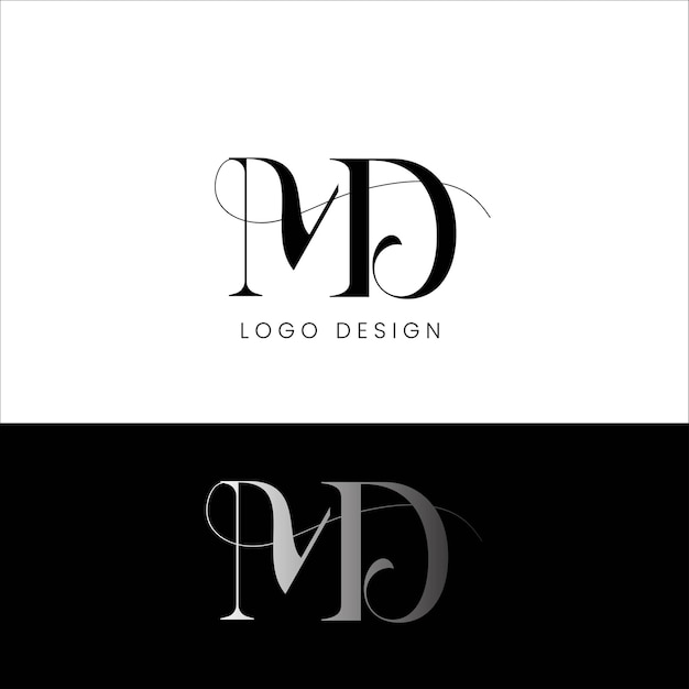 Diseño de logotipo de letra inicial MD