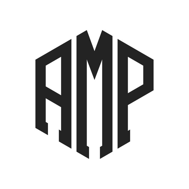 Diseño del logotipo de AMP Letra inicial AMP Monograma Logotipo con forma de hexágono