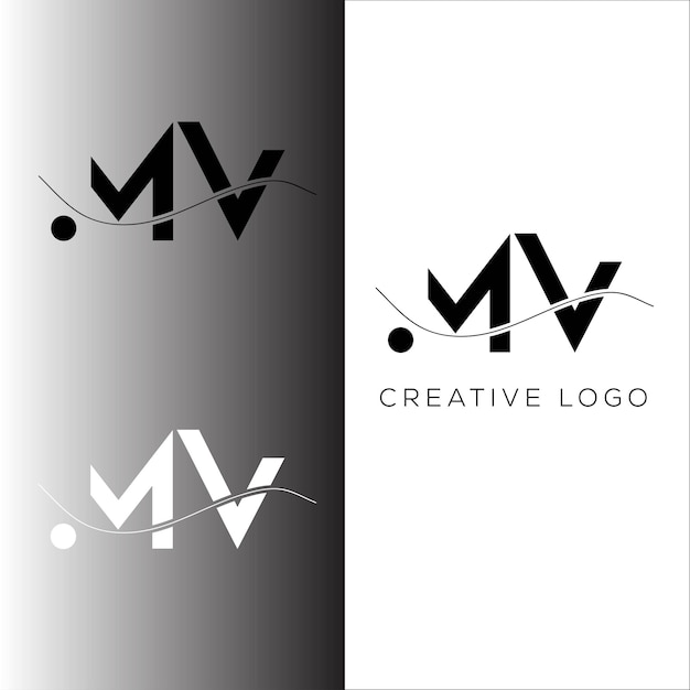 Diseño de logotipo de letra inicial MV