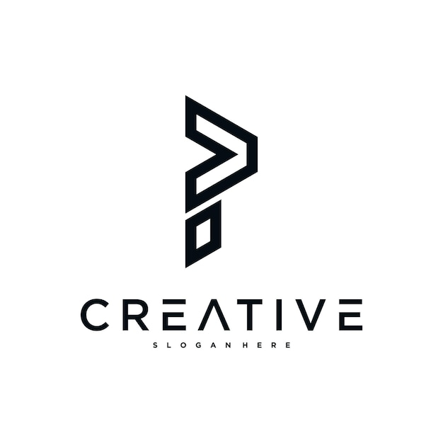 Diseño del logotipo de la letra inicial P de Preamium Vector