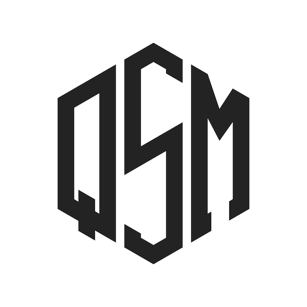 Diseño del logotipo Letra inicial QSM Monograma del logotipo utilizando la forma de hexágono
