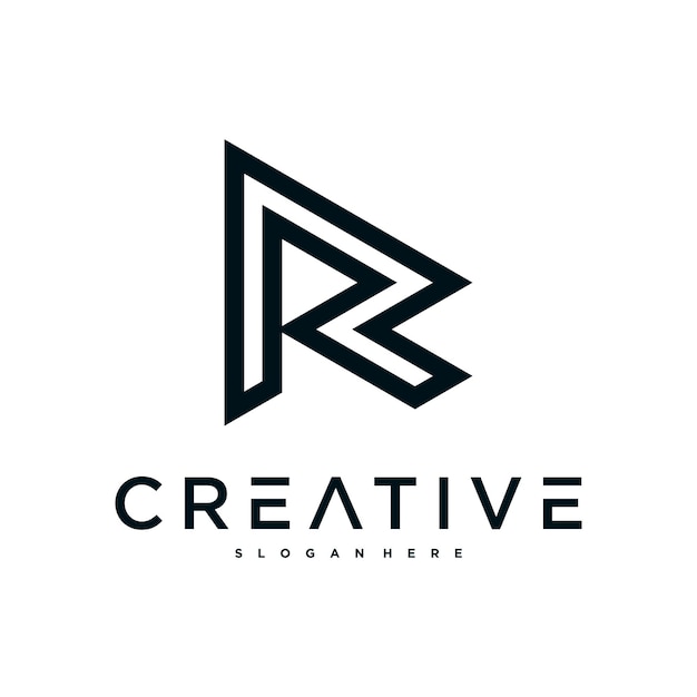Diseño del logotipo de la letra inicial R de Preamium Vector
