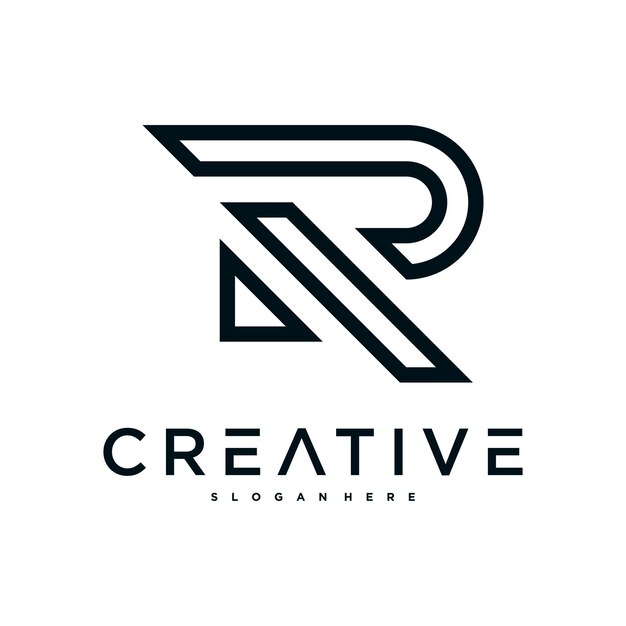 Diseño del logotipo de la letra inicial R de Preamium Vector
