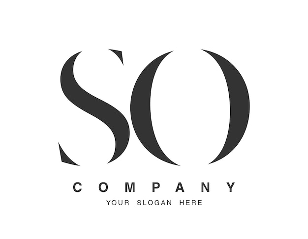 Diseño del logotipo SO Letra inicial s y o estilo de fuente serif Nombre de empresa clásico creativo tipografía Logotipo o identidad de moda