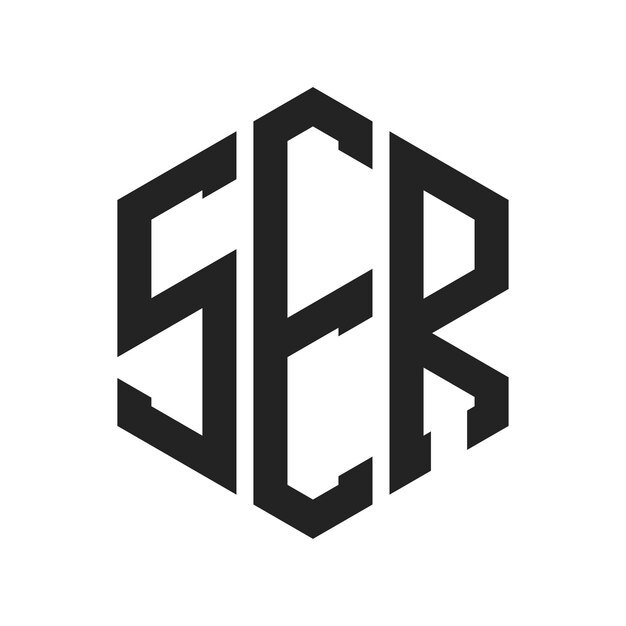Diseño del logotipo Letra inicial SER Monograma Logotipo con forma de hexágono