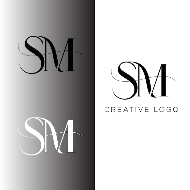 diseño de logotipo de letra inicial sm