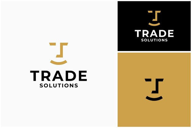 Diseño del logotipo de la letra inicial T con cara sonriente en relieve