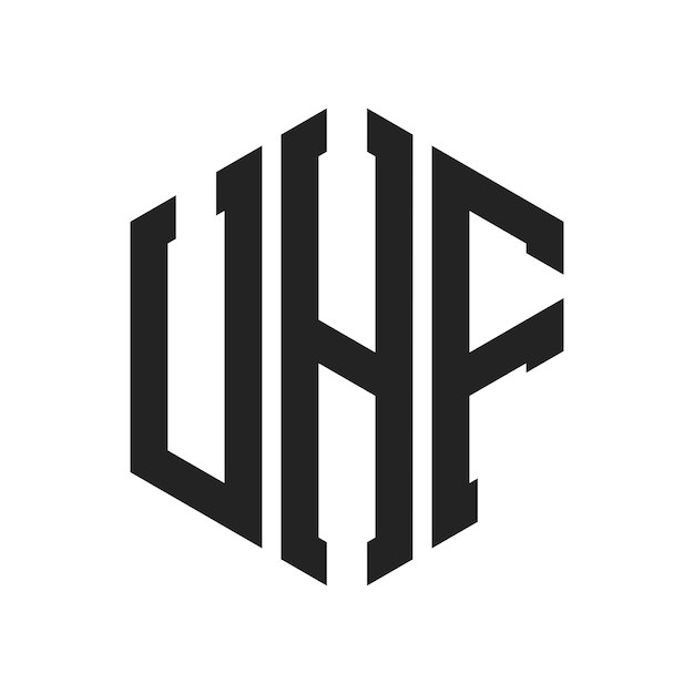 Diseño del logotipo Letra inicial UHF Monograma Logotipo con forma de hexágono