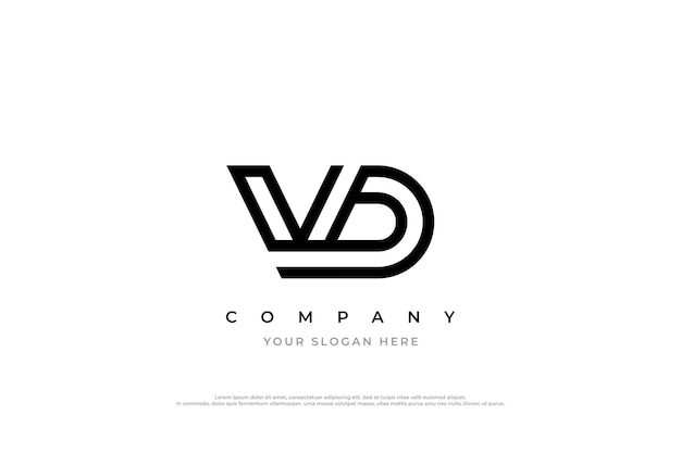 Diseño del logotipo de la letra inicial VD