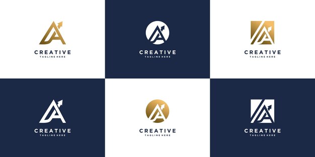 Diseño de logotipo de letra con inicial A Vector Premium