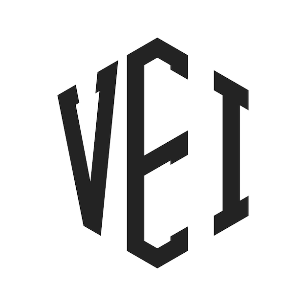 Diseño del logotipo Letra inicial VEI Monograma Logotipo con forma de hexágono