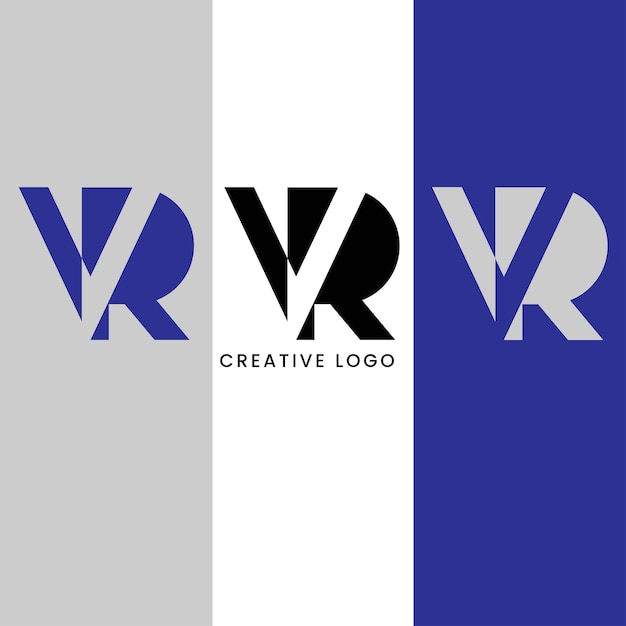 Diseño de logotipo de letra inicial VR