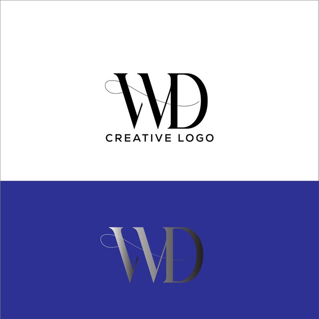 Diseño del logotipo de la letra inicial WD