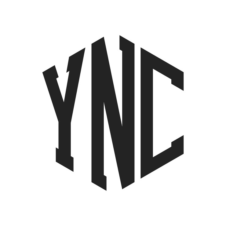 Vector diseño del logotipo y letra inicial ync monograma logotipo con forma de hexágono