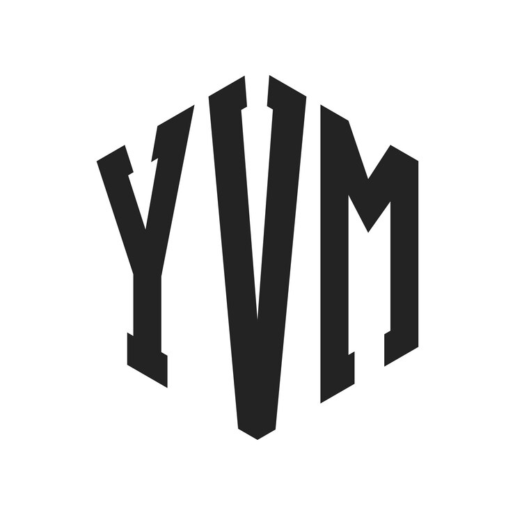 Vector diseño del logotipo y letra inicial yvm monograma logotipo con forma de hexágono