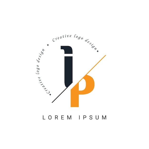 Diseño del logotipo de la letra ip con un corte creativo Diseño creativo del logotipo