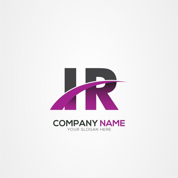 Diseño del logotipo de la letra IR o RI con un corte creativo