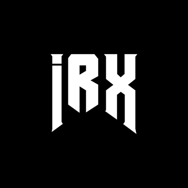 Vector diseño de logotipo de letra irx para la compañía de tecnología diseño de logotipo irx combinación de colores blanco y negro diseño de diseño de logotipo irx icono irx íconos irx alfabeto irx tipografía