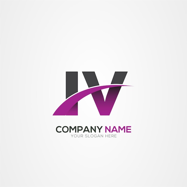 Diseño del logotipo de la letra IV o VI con un corte creativo