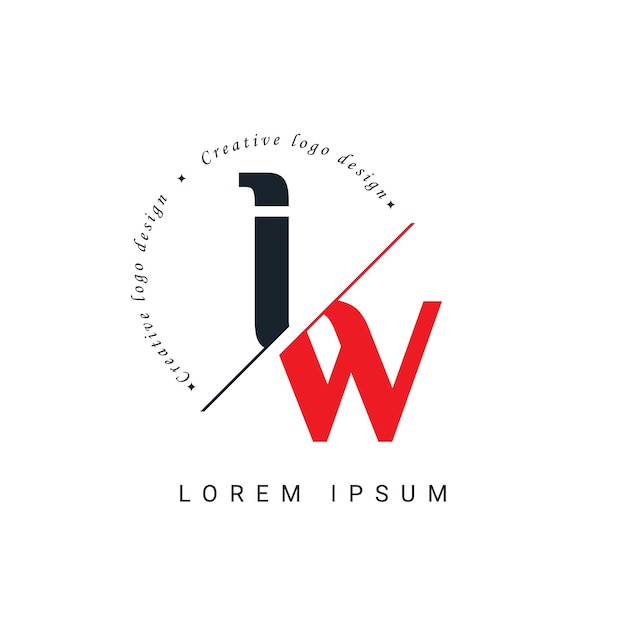 Diseño del logotipo de la letra iw con un corte creativo Diseño creativo del logotipo