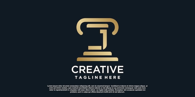 Diseño del logotipo de la letra J del concepto único de justicia Vector Premium
