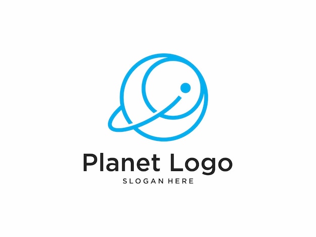 Vector diseño de logotipo de letra j y planeta azul con línea limpia