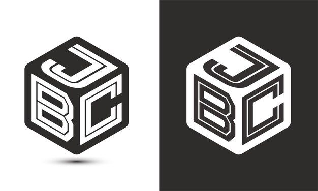 Diseño de logotipo de letra JBC con logotipo de cubo ilustrador logotipo vectorial estilo de superposición de fuente de alfabeto moderno
