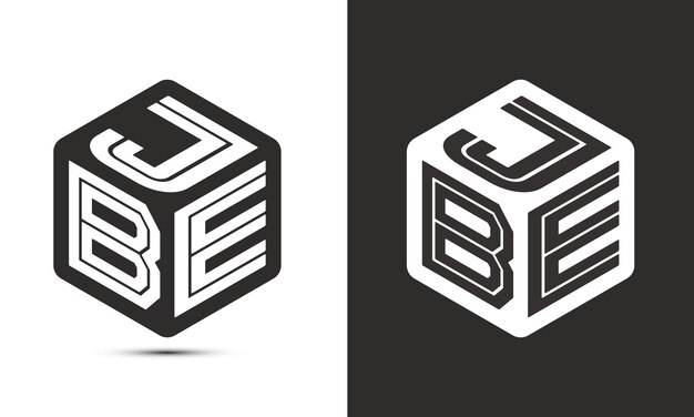 Diseño de logotipo de letra JBE con logotipo de cubo ilustrador logotipo vectorial estilo de superposición de fuente de alfabeto moderno