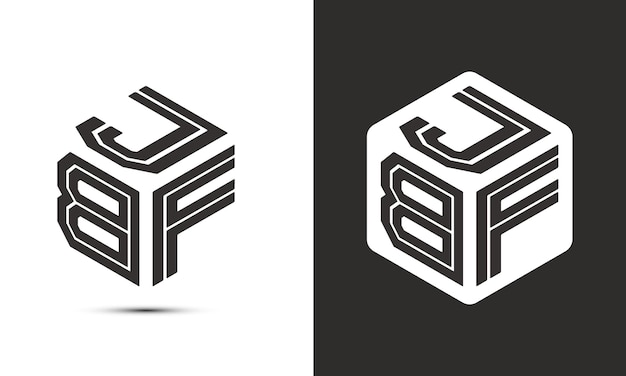 Diseño del logotipo de la letra JBF con el logotipo vectorial del cubo del ilustrador estilo de superposición de fuentes alfabéticas modernas