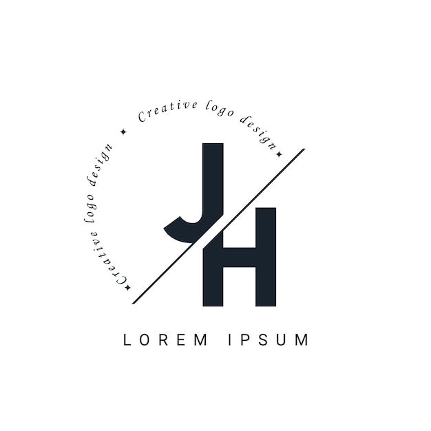 Diseño del logotipo de la letra JH con un corte creativo Diseño creativo del logotipo