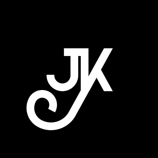 El diseño del logotipo de la letra JK en fondo negro JK iniciales creativas concepto de la letra logotipo jk diseño de la carta JK diseño de la letra blanca en fondo negro J K j k logotipo