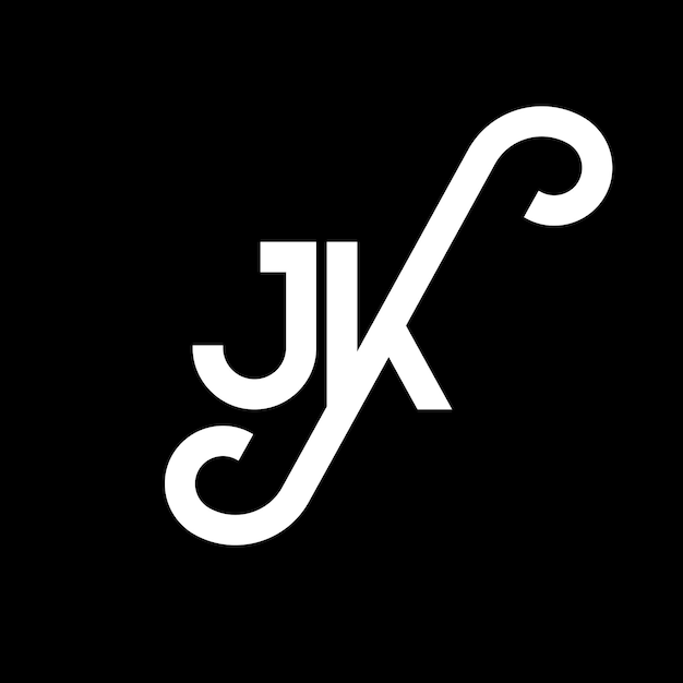 El diseño del logotipo de la letra JK en fondo negro JK iniciales creativas concepto de la letra logotipo jk diseño de la carta JK diseño de la letra blanca en fondo negro J K j k logotipo