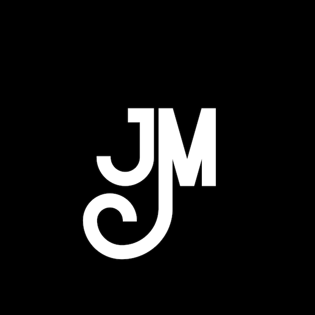Diseño del logotipo de la letra JM en fondo negro JM iniciales creativas concepto de logotipo de letra jm diseño de letra JM diseño de letra blanca en fondo negro logotipo J M j m