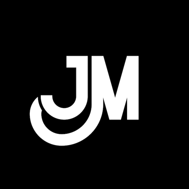 Diseño del logotipo de la letra JM en fondo negro JM iniciales creativas concepto de logotipo de letra jm diseño de letra JM diseño de letra blanca en fondo negro logotipo J M j m