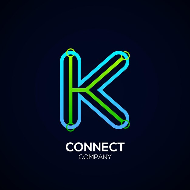 Diseño de logotipo de letra K abstracta con concepto de conexión para empresa de tecnología y negocios digitales