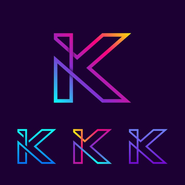 Diseño de logotipo de letra K abstracto con concepto lineal y de bucles para empresa digital y tecnológica