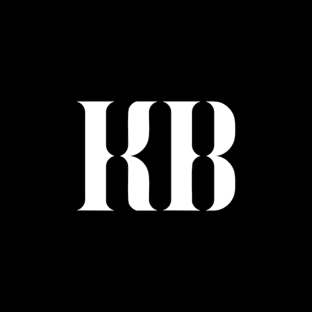 Vector el diseño del logotipo de la letra k b la letra inicial k b el logotipo del monograma en mayúsculas k b color blanco el logotipo de k b el diseño de k b k bx9