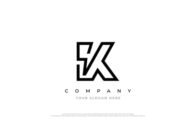 Diseño del logotipo de la letra K Bolt