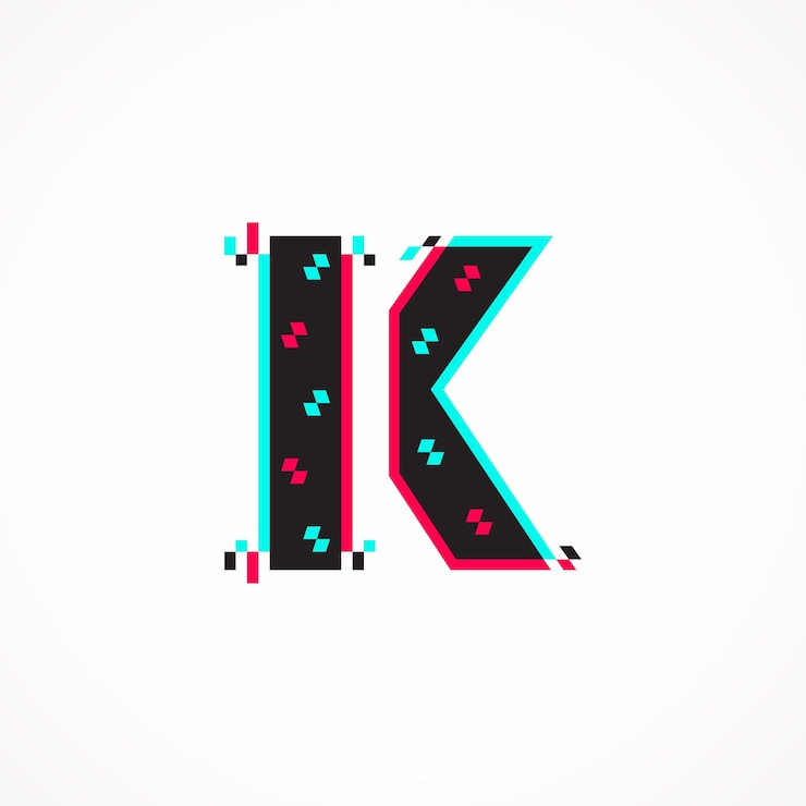 Vector diseño de logotipo de letra k de identidad corporativa de efecto de falla abstracta