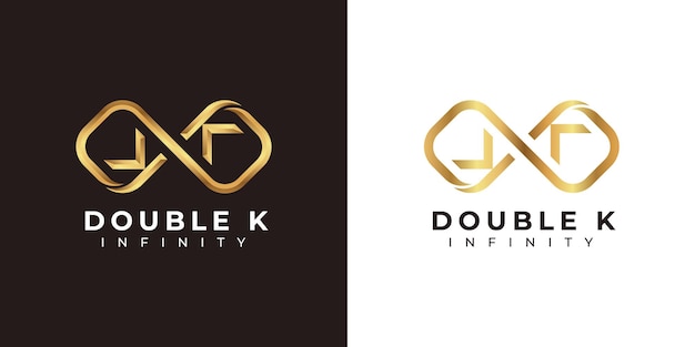 Diseño del logotipo de la letra k infinity y símbolo premium gold elegant para business company branding and corp