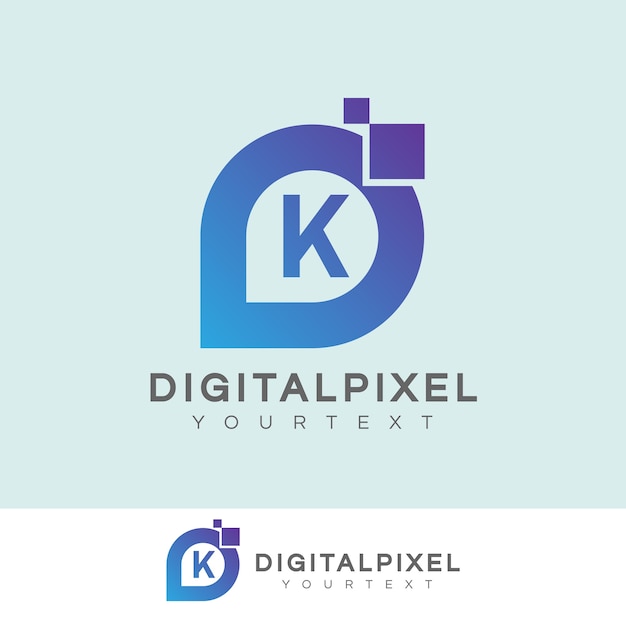 diseño de logotipo de letra K inicial de pixel digital