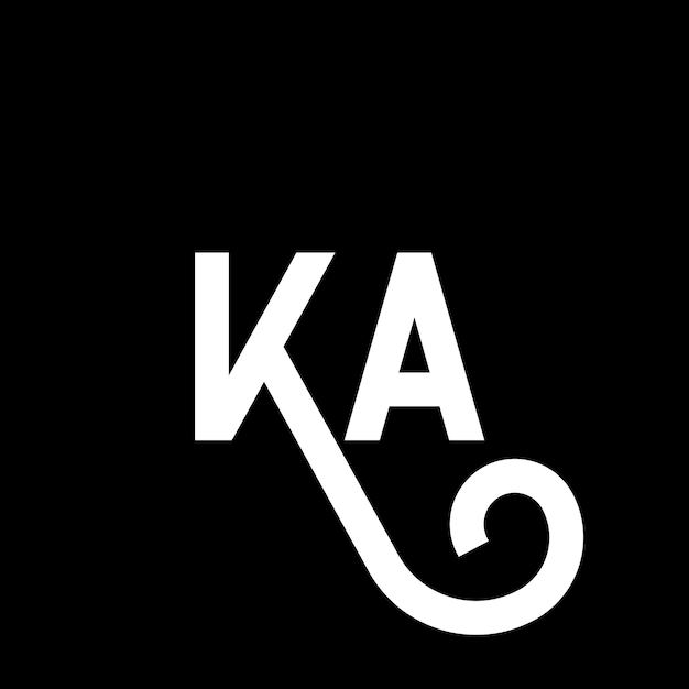 El diseño del logotipo de la letra KA en fondo negro KA iniciales creativas concepto de la letra logotipo ka diseño de la carta KA diseño de la letra blanca en fondo negro K A k a logotipo