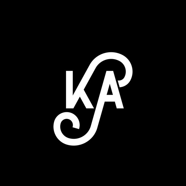 El diseño del logotipo de la letra KA en fondo negro KA iniciales creativas concepto de la letra logotipo ka diseño de la carta KA diseño de la letra blanca en fondo negro K A k a logotipo