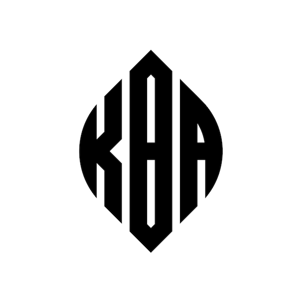 El diseño del logotipo de la letra KBA con forma de círculo y elipse KBA letras elipse con estilo tipográfico Las tres iniciales forman un logotipo de círculo KBA emblema de círculo Monograma abstracto letra marca vector