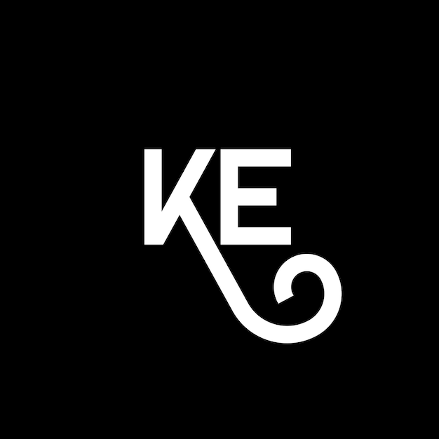 Diseño del logotipo de la letra KE en fondo negro KE iniciales creativas concepto de la letra logotipo ke diseño de la carta KE diseño de la letra blanca en fondo negro K E k e logotipo