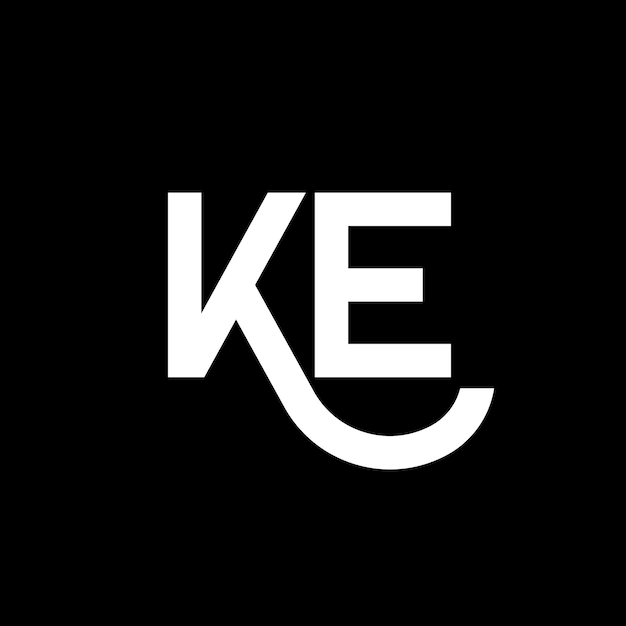 Diseño del logotipo de la letra KE en fondo negro KE iniciales creativas concepto de la letra logotipo ke diseño de la carta KE diseño de la letra blanca en fondo negro K E k e logotipo