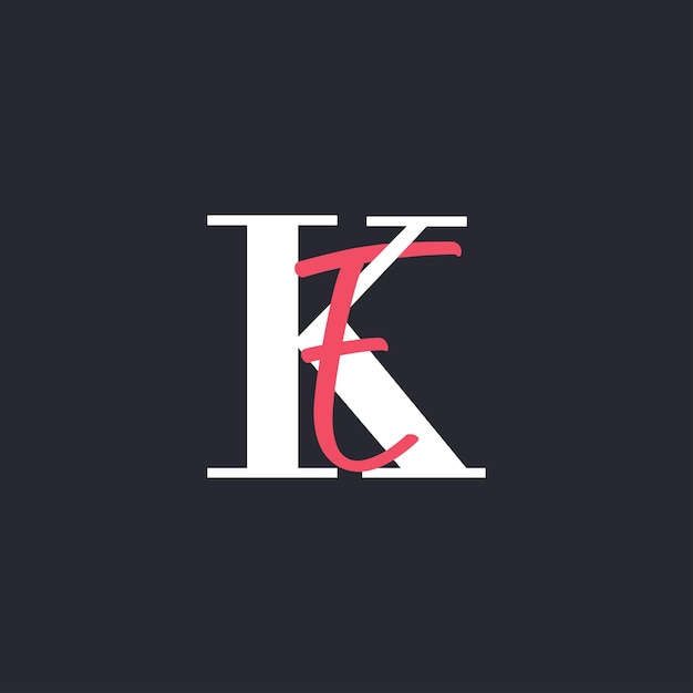 El diseño del logotipo de la letra KE perfectamente mezclado con las iniciales KE
