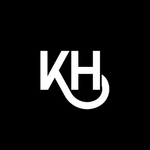 Diseño del logotipo de la letra KH en fondo negro KH iniciales creativas concepto de la letra del logotipo kh diseño de la carta KH diseño de la letra blanca en fondo negro K H k h logotipo