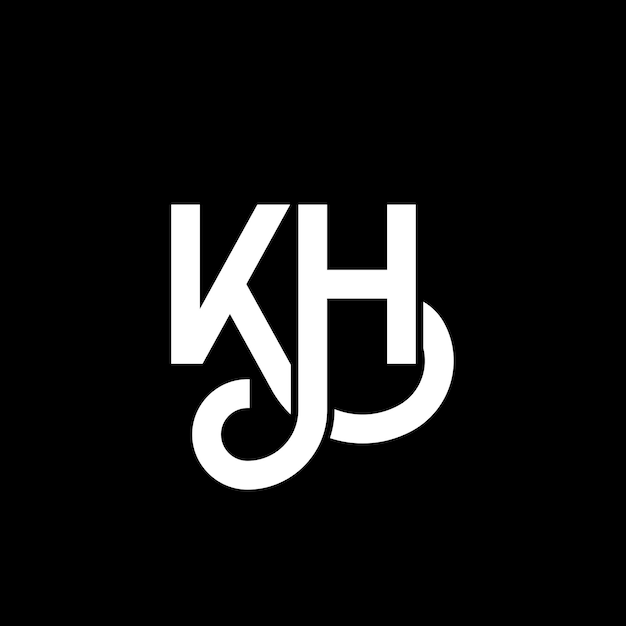 Diseño del logotipo de la letra KH en fondo negro KH iniciales creativas concepto de la letra del logotipo kh diseño de la carta KH diseño de la letra blanca en fondo negro K H k h logotipo